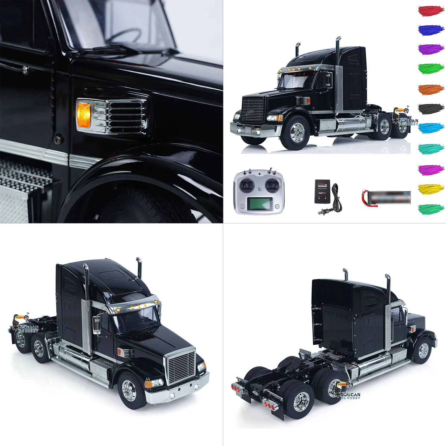 Meninos brinquedo personalizado 1/14 diy tamiya cavaleiro revólver 56314 6*4 rc caminhão trator de controle remoto caminhão modelo carro luz som veículo