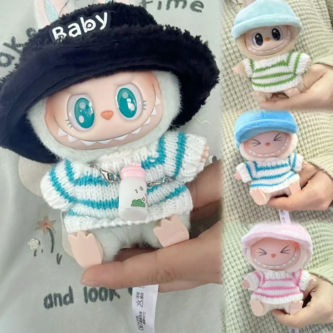 17cm Labubu I II Idol Dolls Sitting Party Clothing Outfit Accessories Cute Mini The Monster Gift Sweater Cap For Winter YE18C