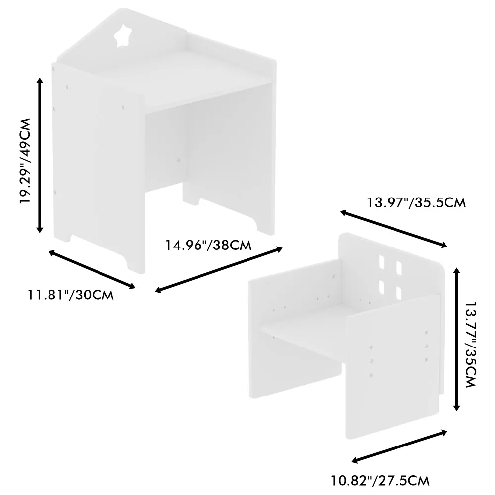 Adjustable Wooden Kids Activity Table & Chair Set – 3-Level Height Toddler Desk with Blackboard & Step Stools for Children