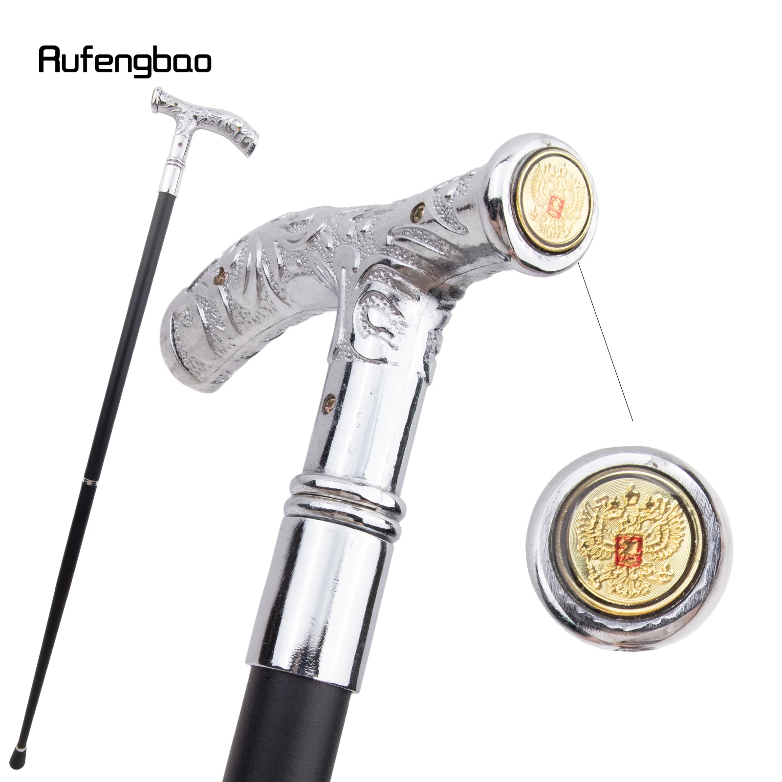 White Flower Eagle Totem Relief Cosplay Walking Cane Fashion Stick Gentleman Crosier Knob Walking Stick 92cm