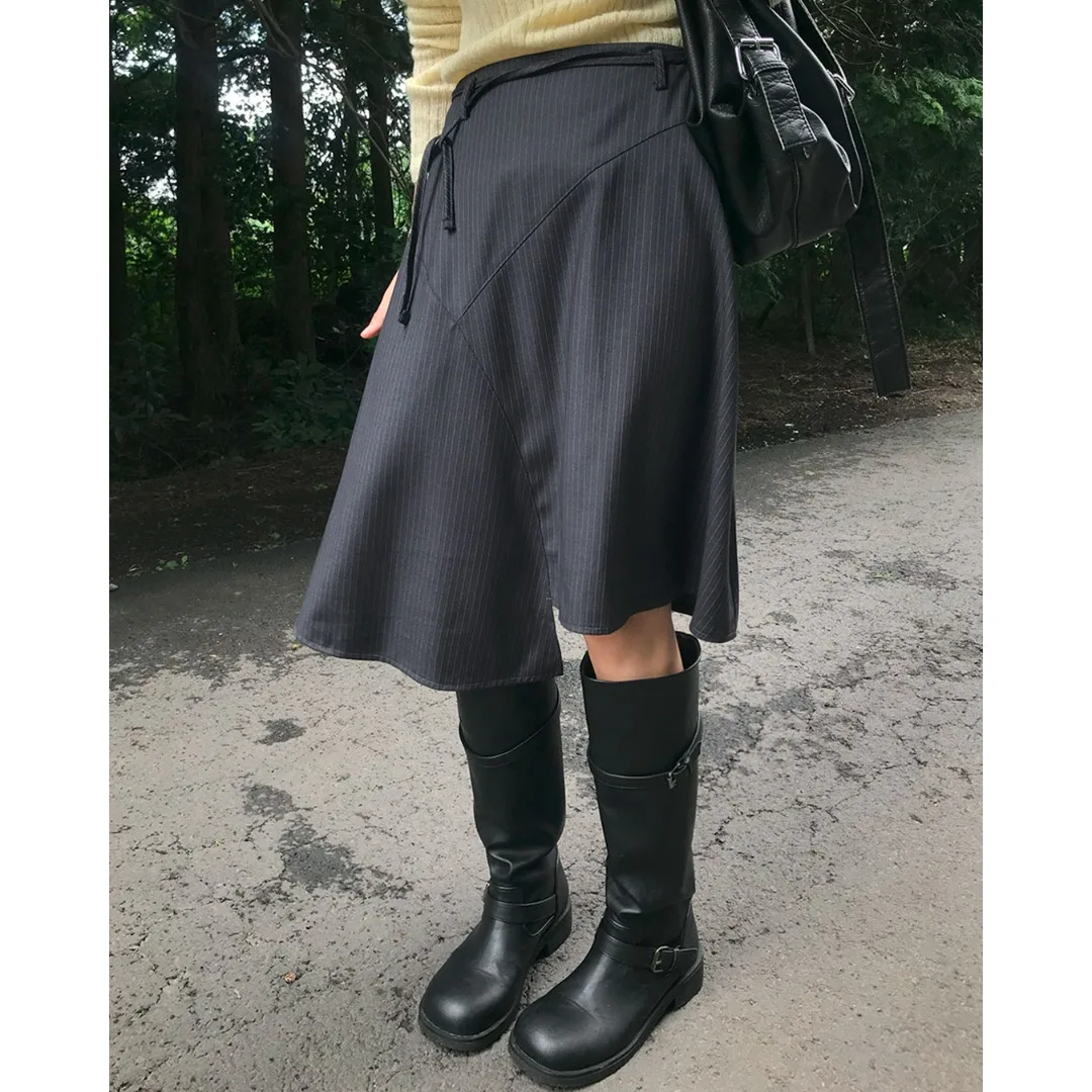 

Юбка с драпировкой на талии и узлом, женская модная корейская юбка стандартного кроя, другая ткань, весна, осень, зима, сезонное использование