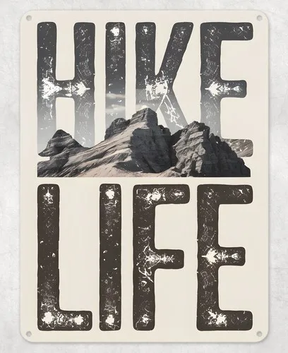 Hike Life, cartel metálico para pared con motivos de senderismo, ideal para decorar una cueva de hombre, un cobertizo o el hogar.