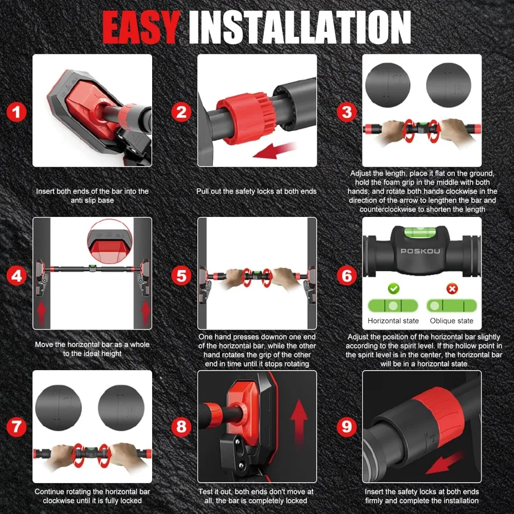 المدخل سحب ما يصل بار لا مسامير معدات الصالة الرياضية المنزلية 76-100 سنتيمتر قابل للتعديل قوة التدريب اللياقة البدنية #6