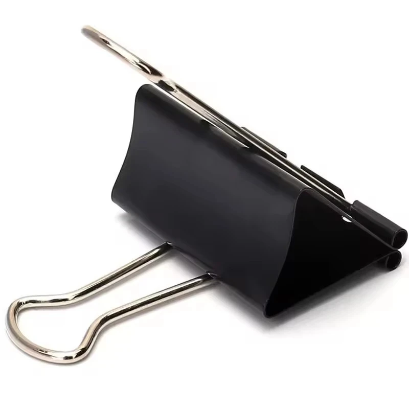 12/24pcs Black Metal Binder Clips File Classification Tail Clip Stable Paper Clip for Business Office School Supplies Stationery