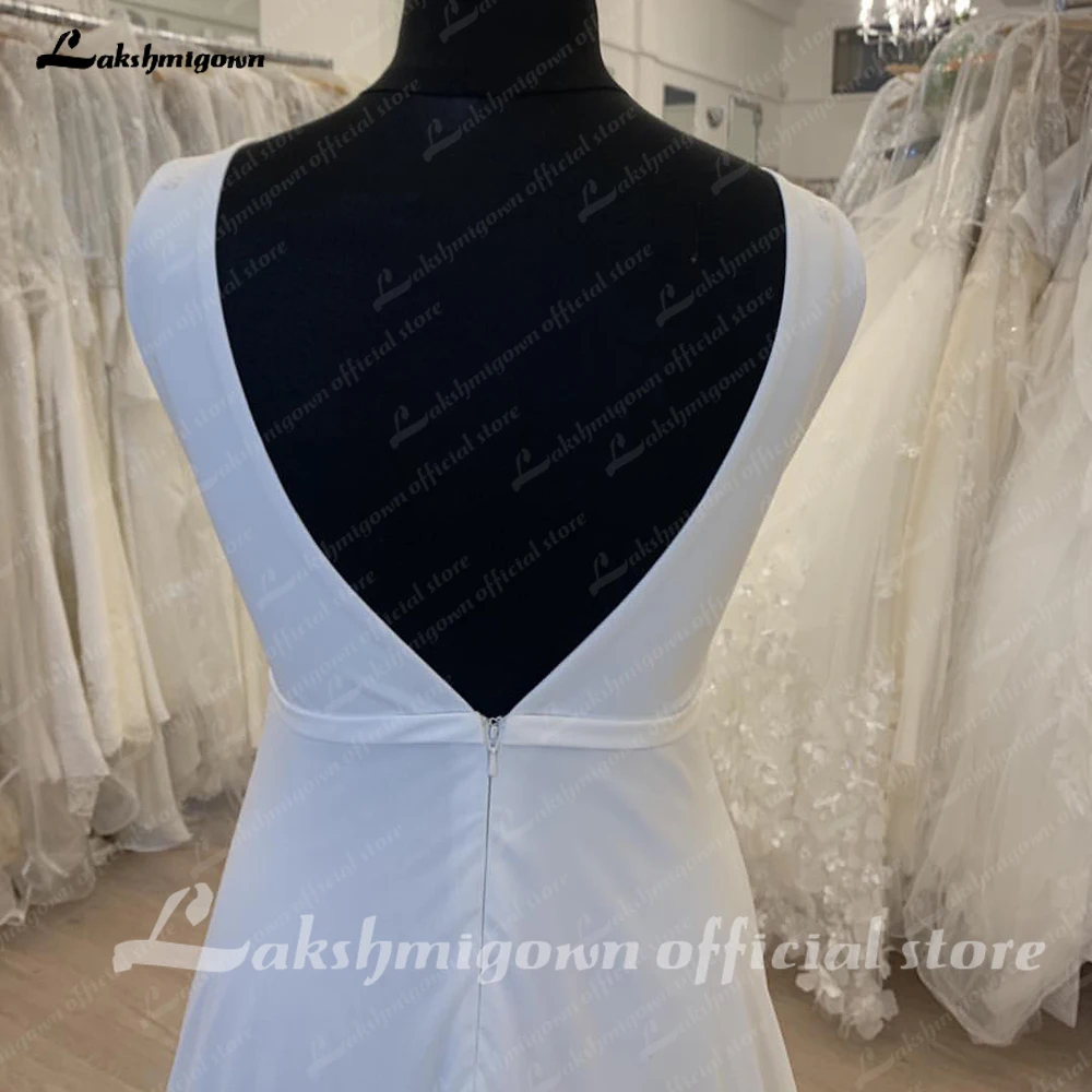 Vestidos de Novia sencillos de corte a para mujer, Vestidos de Novia sin mangas con cuello en V, Vestidos de Novia personalizados