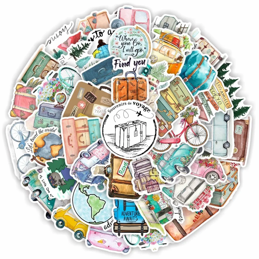 10/30/50pcs Outdoor Travel Stickers Laptop Bicycle Guitar Skateboard Sticker Kid DIY Graffiti Waterproof Stickers Toy