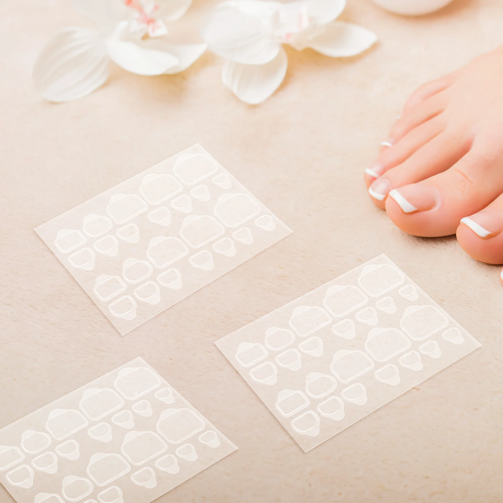

20pcs Waterproof Nail Tabs Adhesive Stickers Press On Sticky False Nails Medium Long Glue Toe Nail Supplies