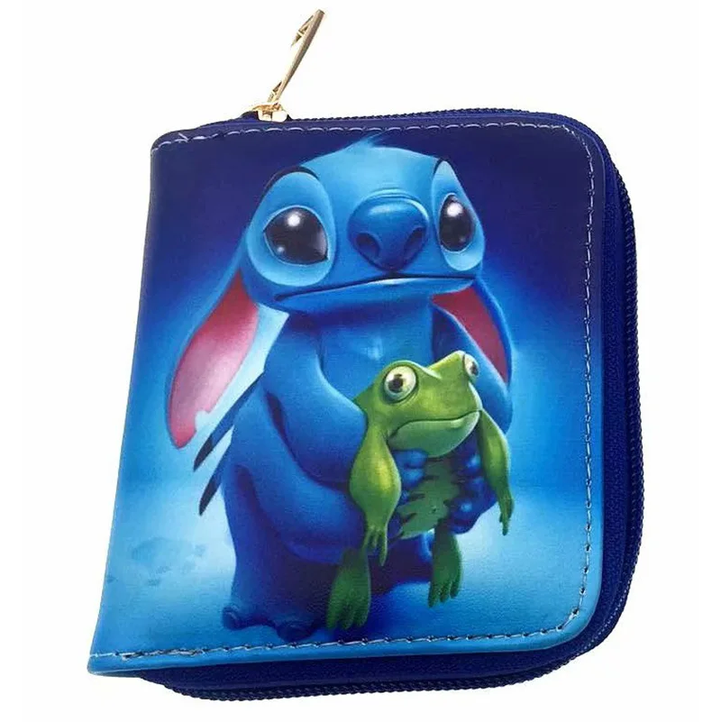 Stitch dompet Disney gambar kartun Lilo & stitch dompet koin pendek motif Anime dompet tempat kartu Multi lapisan mewah untuk hadiah anak-anak