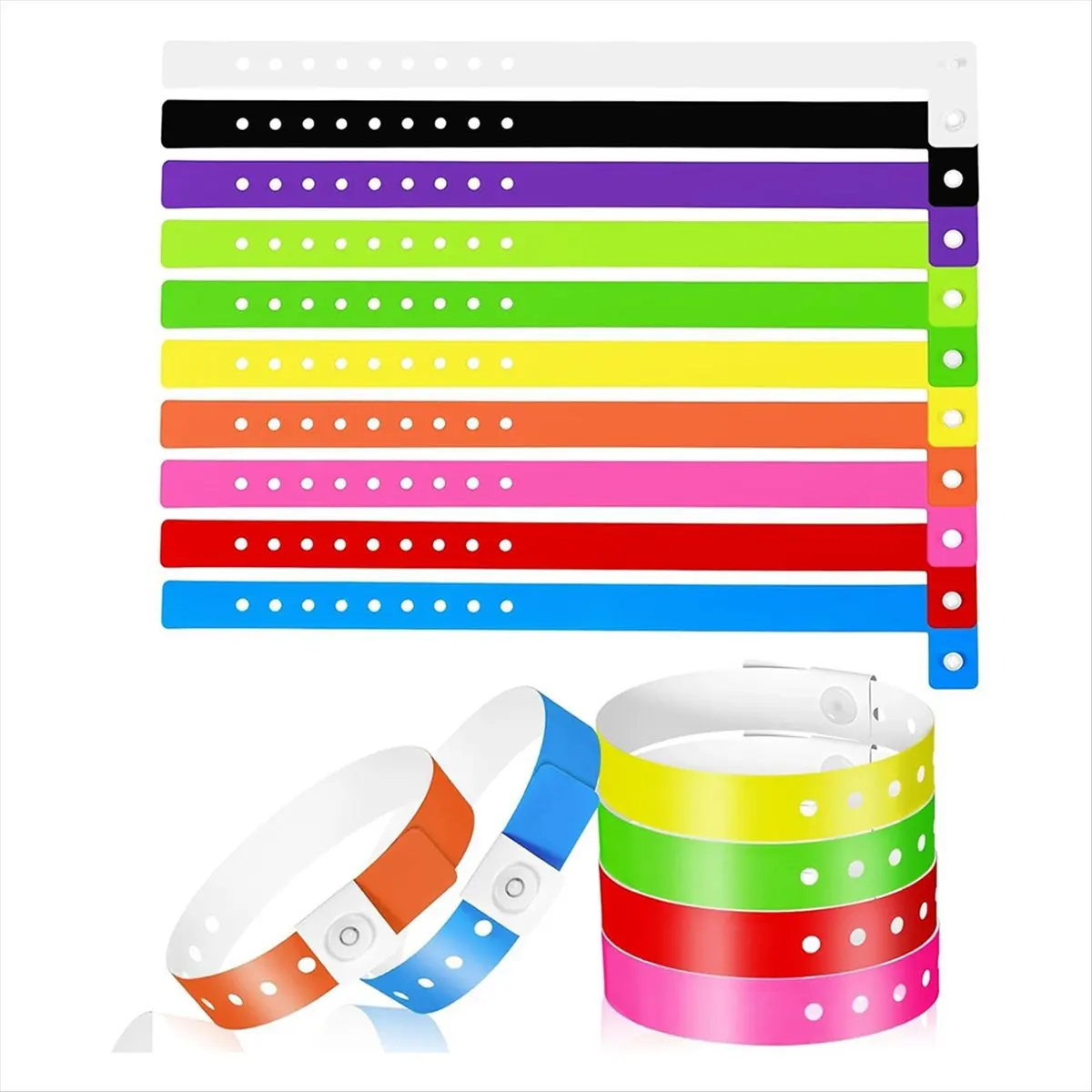 ABNQ 60 Pcs Vinyl Wristband in 10 Colors, Plastic Wristbands for Events, Neon Plastic Event Wristbands