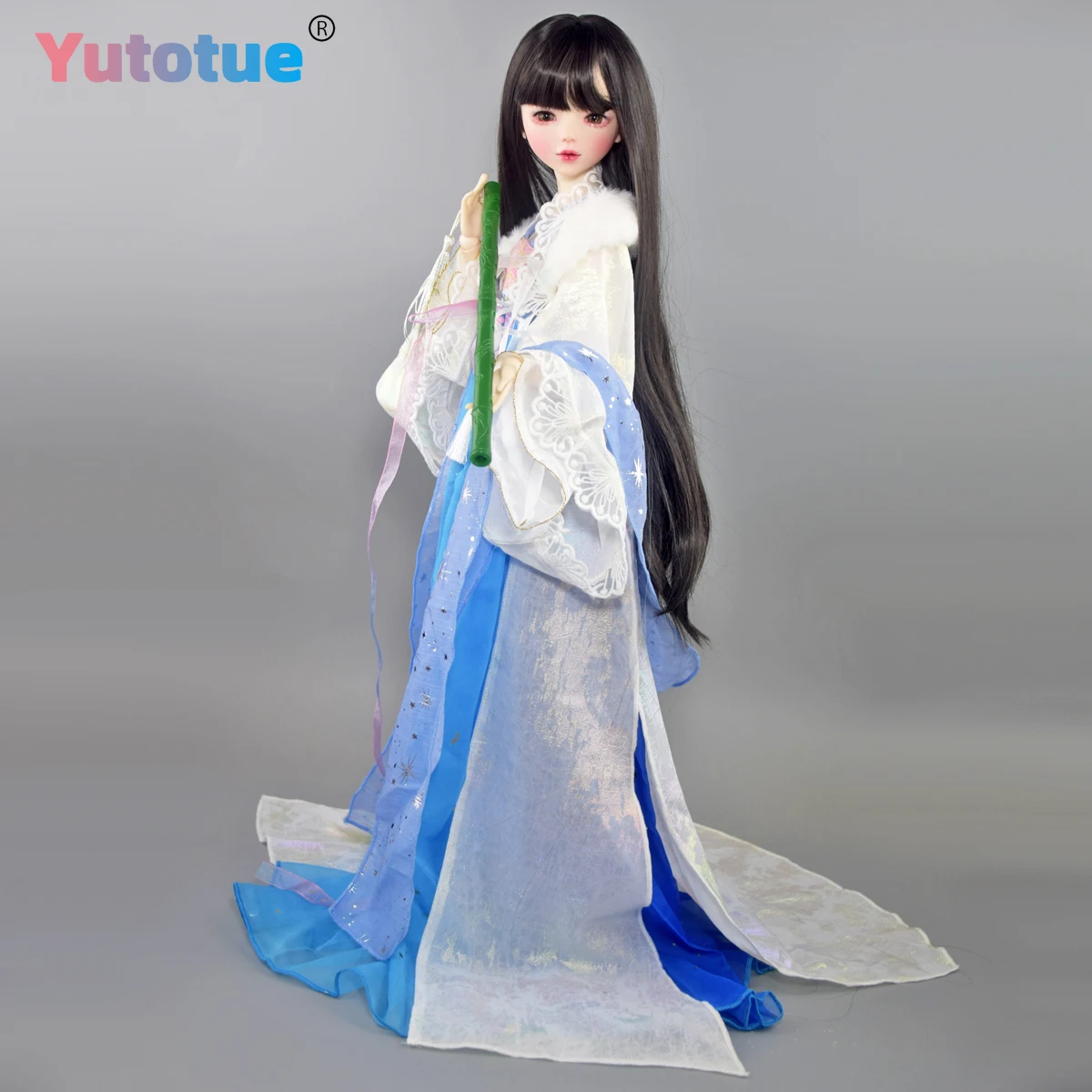 YUTOTUE 56cm 높이 고대 스타일 여성 인형 PVC BJD 바디와 탈부착 가능한 검은색 가발 의상 풀 세트 실물 같은