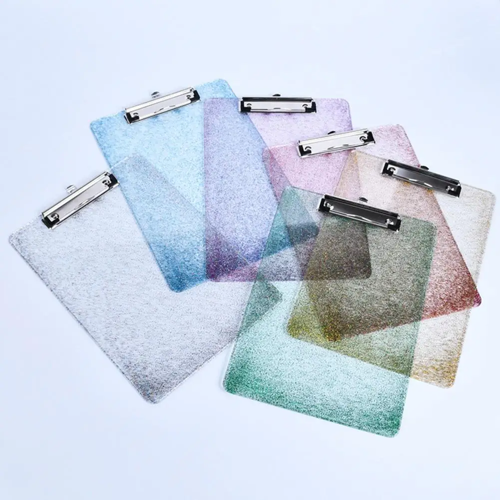 A4 Clipboard With Hook Plastic Clip Board File Folders Document Holders Transparent Candy Color Writing Board Clip Folder Board