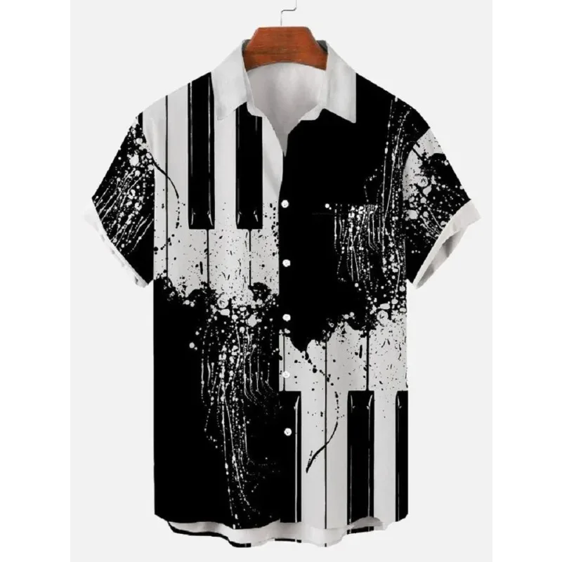 

Men's Clothing Short Sleeve Beach Shirt Outdoor Street Vintage Shirt Hawaiian Men's Music Guitar Print Shirts Rock Hip Hop