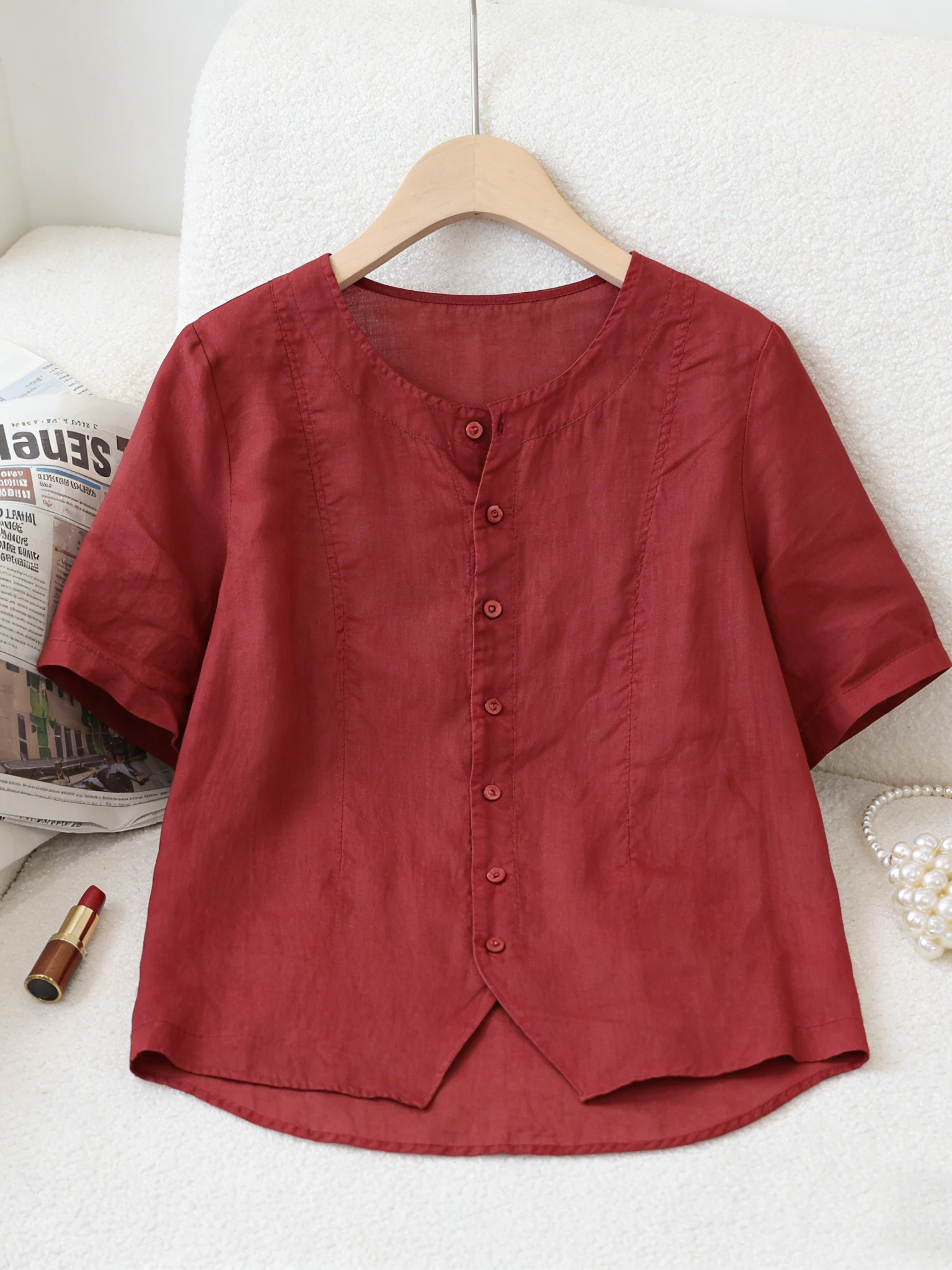 Loose Casual round Neck Short Sleeve Women's Shirt Summer New Style  Color Fashionable Top plus Size Belly Covering