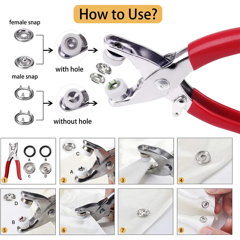 100 set pinze a scatto pinze automatiche per occhielli con occhielli pinza a bottone a cinque griffe per l\'installazione di borse per vestiti cucito