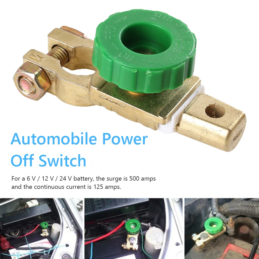 Universal Car Battery Switch Quick Cut-off Disconnect Isolator Switch for 6V/12V/24V Car Battery Terminal Link Power-off Switch