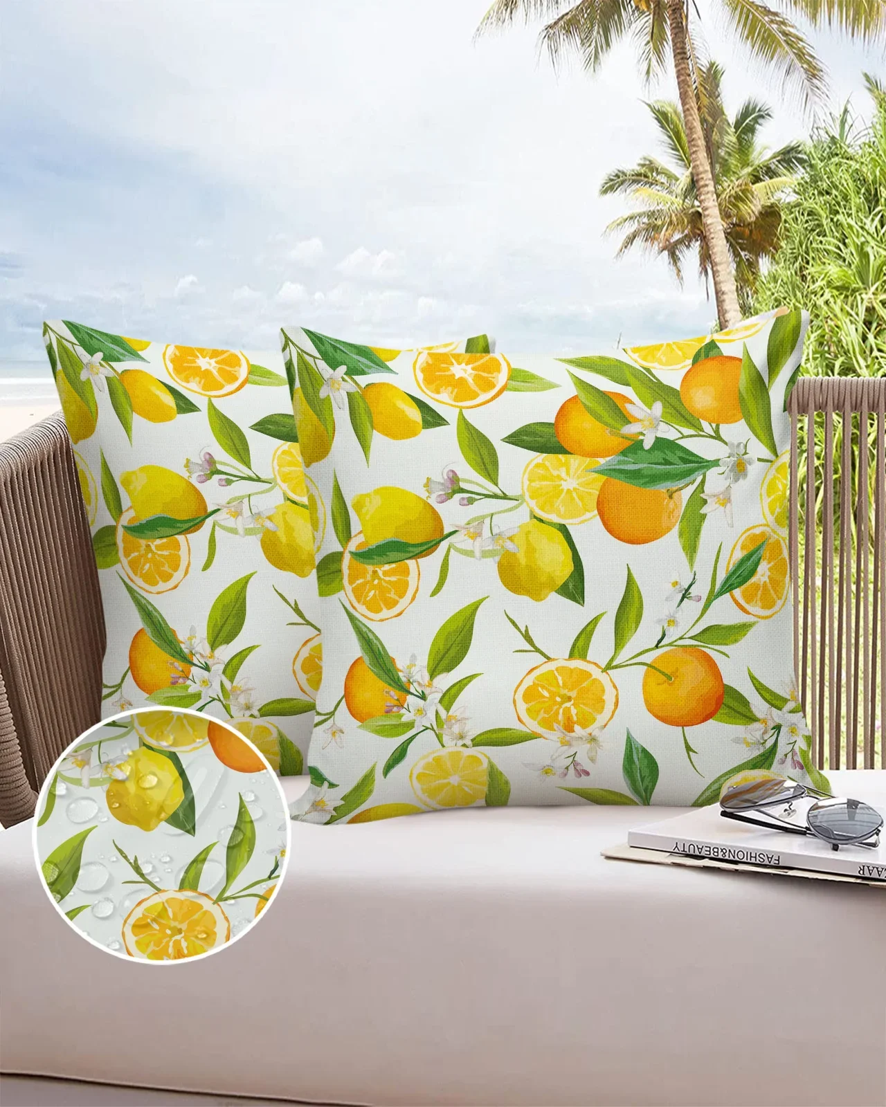 

2pcs Pillowcase Lemon Flower Leaf Fruit Cushion Cover Sofa Throw Pillowcase Bedroom Home Decoration Pillow Cases