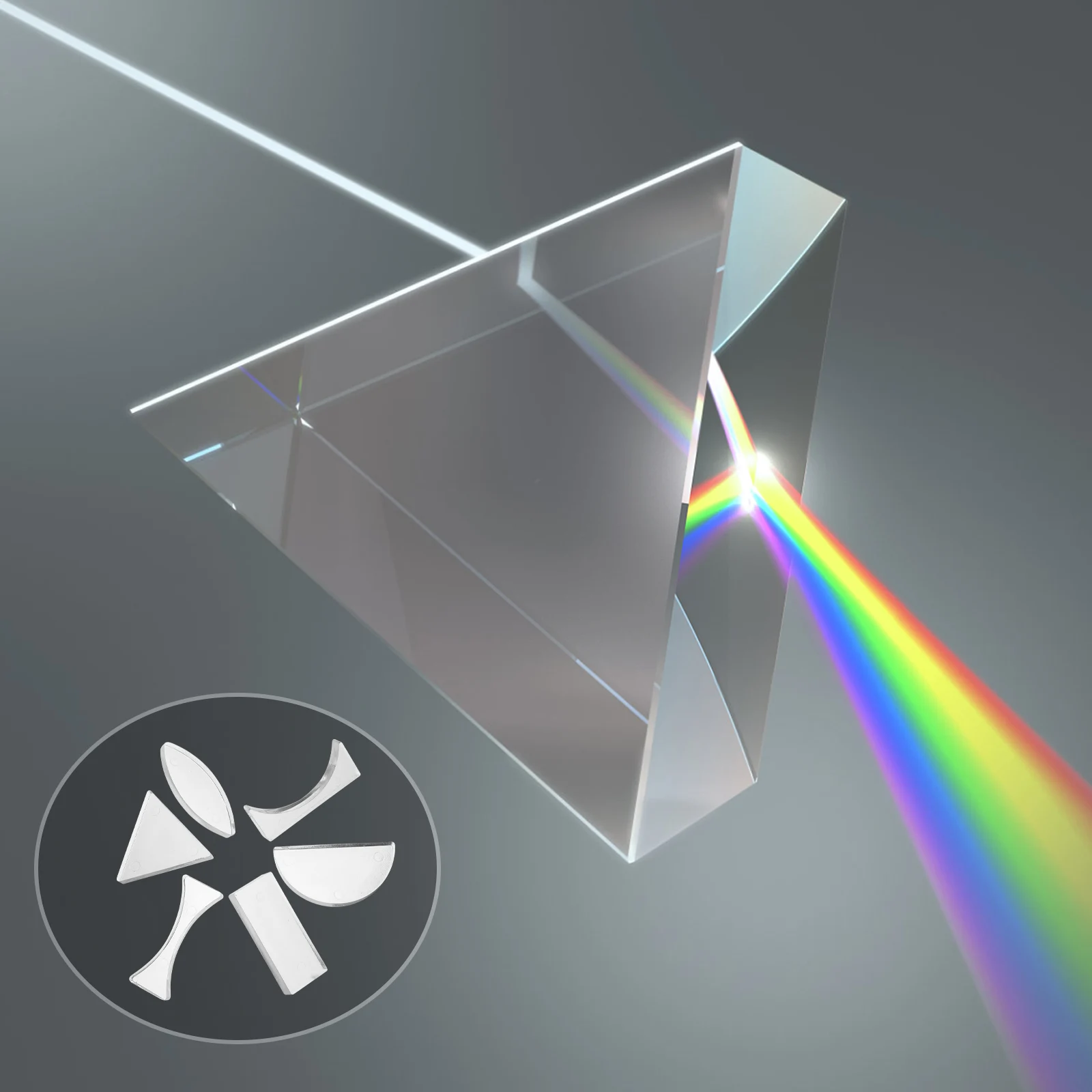 

6pcs Optical Lenses Set Physics Experimental Teaching Tool Acrylic Concave Convex Lens Triangular Semicircular Rectangular