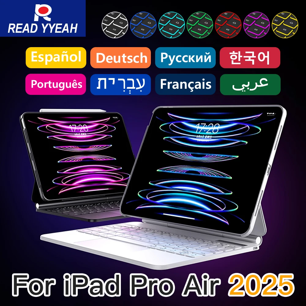 

READ YYEAH New 2025 Magic Keyboard Case For iPad Air 4 5 Pro 11 13 2024 2025 12.9in 2018-2022 iPad10th Smart iPad Case Bluetooth