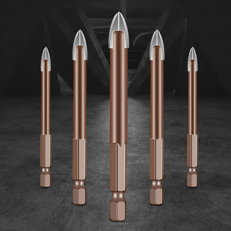5PCS Titanium Masonry Drill Bit Masonry Drill Bit Titanium Masonry Drill Bit With Hex Shank 5PCS 3 4 5 6 7Mm Titanium Bit