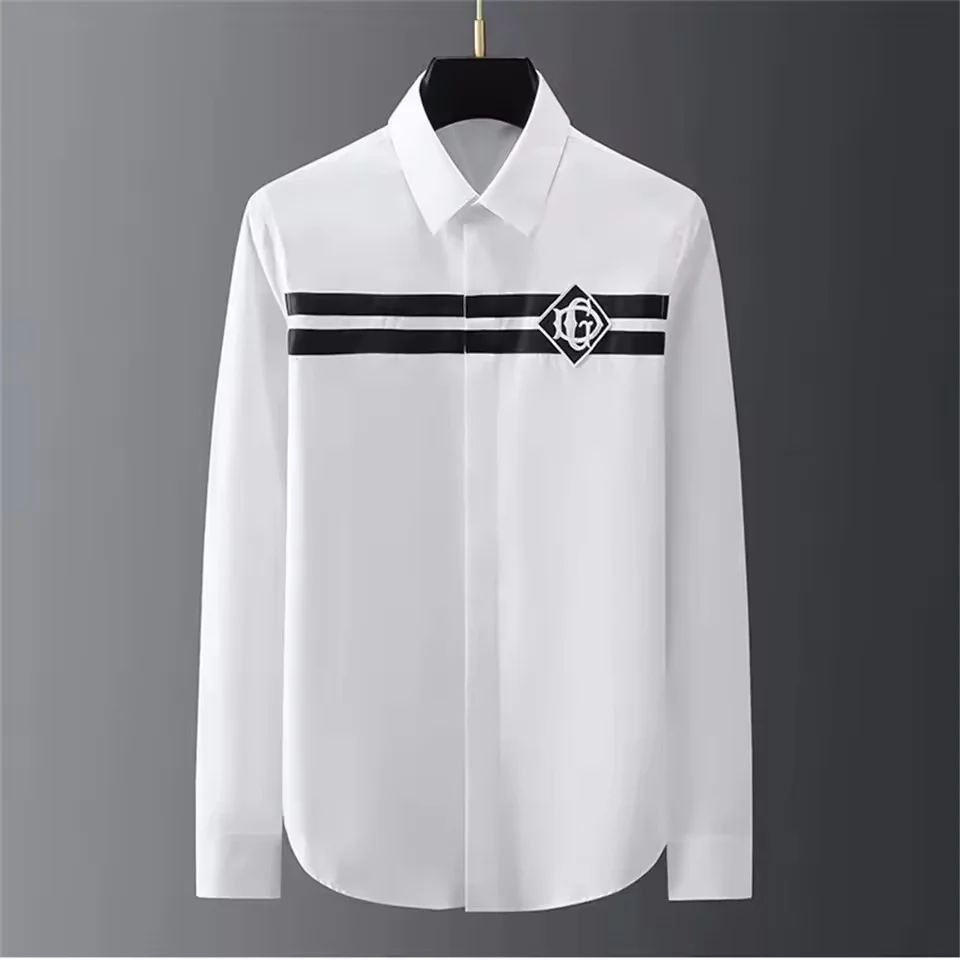 Luxury basic shirt men's long sleeved casual shirt solid color fashion street high-end plus size men's XS-6XL fast shipping