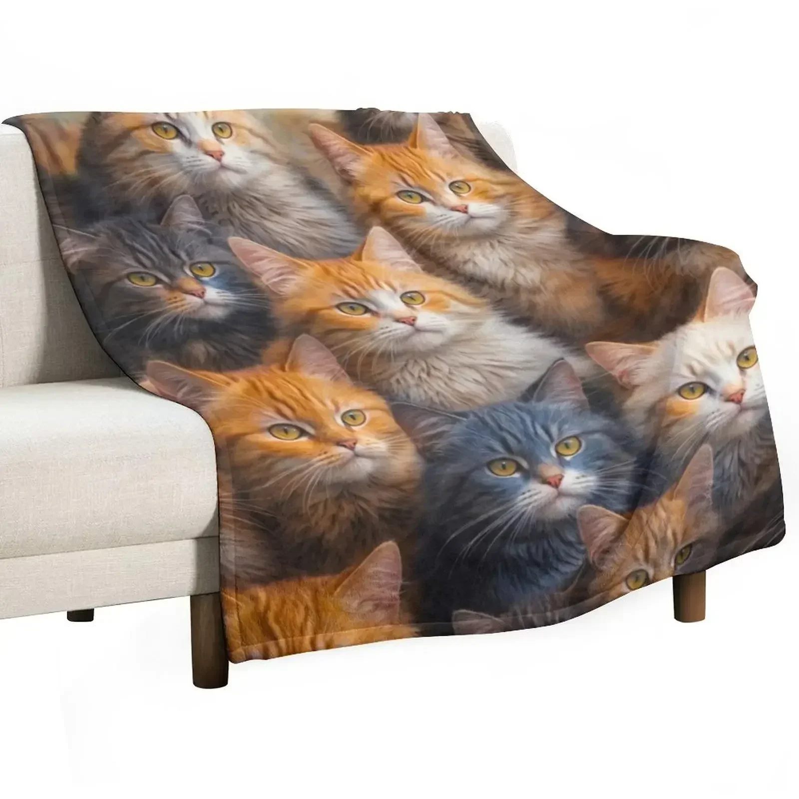 Whiskered Assembly Throw Blanket Decorative Throw Nap Sleeping Bag Plaid on the sofa For Decorative Sofa Heavy Blankets