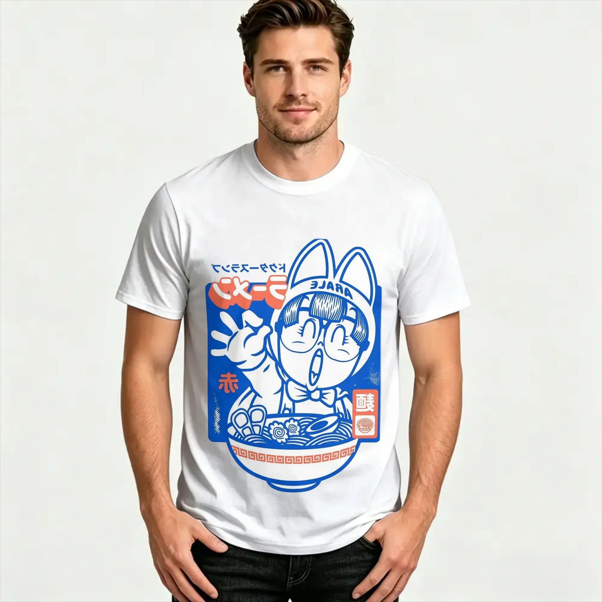 Arale Anime Cute Men Women T Shirts Dr Slump Novelty Tees Short Sleeve Round Collar T-Shirts Pure Cotton 4XL 5XL Tops