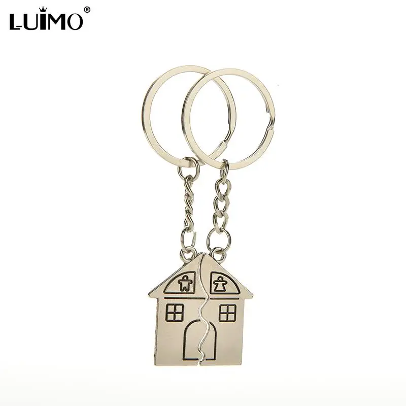 Romantic House Keychain 1 Pair Key Chains Personalized Souvenirs Lanyard Keyring Valentine\'s Day Love Key Fob Gift