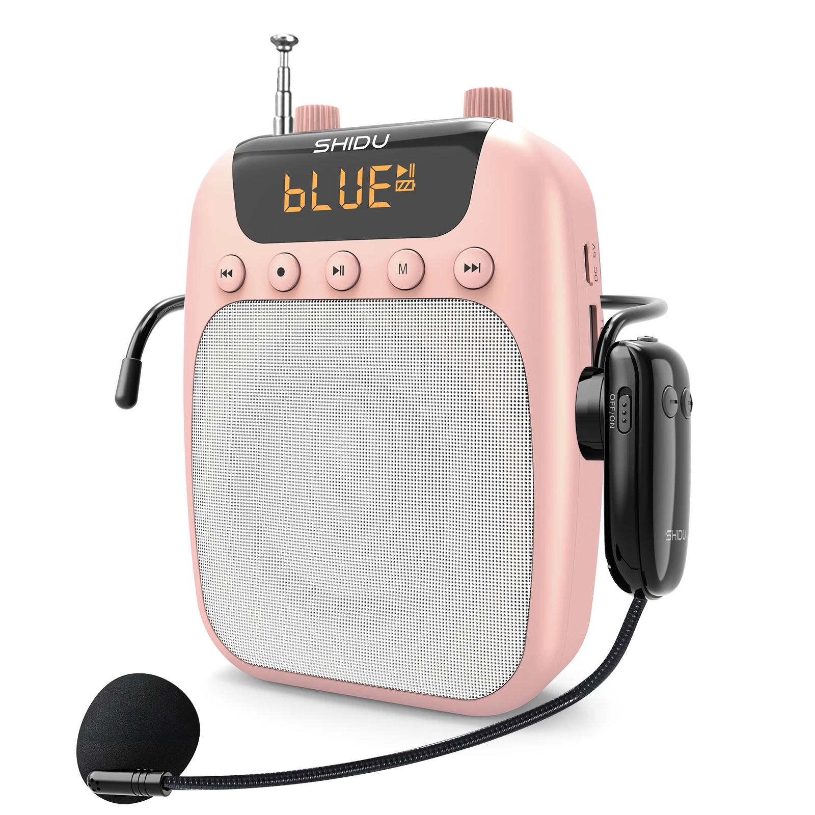 SHIDU-miniamplificador inalámbrico S358, 10W, Guía para reuniones, auriculares, micrófono, amplificador de voz inalámbrico