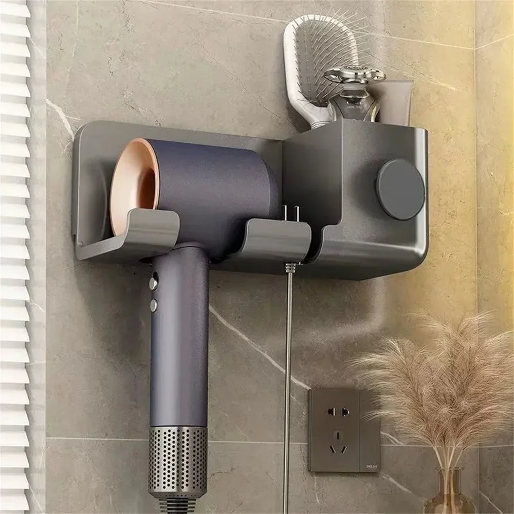 Wall Mounted Hair Dryer Holder For Dyson Bathroom Shelf without Drilling Plastic Hair dryer stand Bathroom Organizer