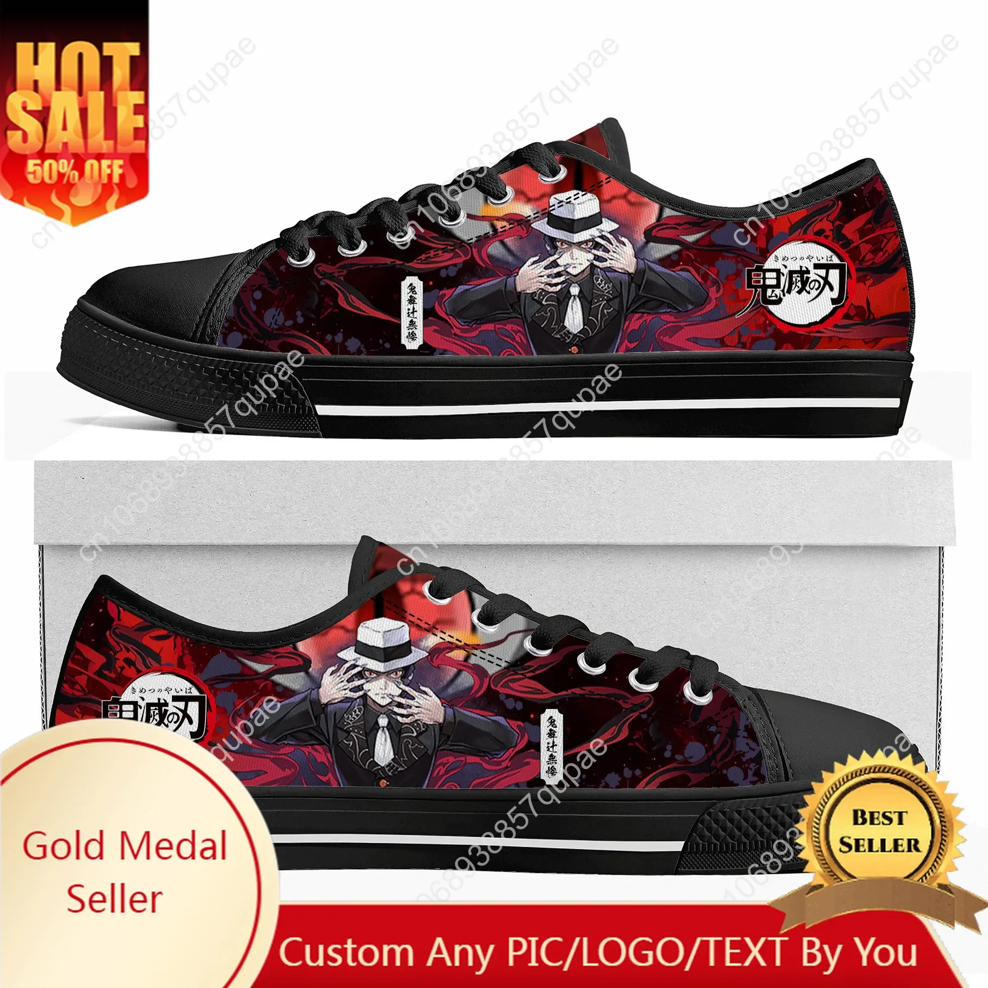 

Muzan Kibutsuji Low Top Sneakers Mens Women Teenager High Quality Canvas Sneaker Casual Couple Shoes Hot Cute Catoon Custom Shoe