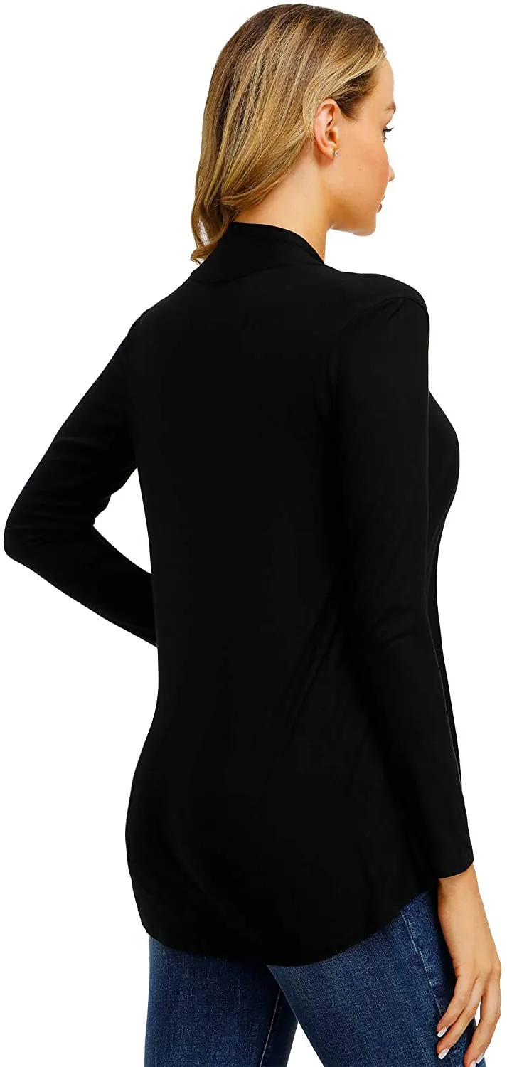 2025 Women's Cardigan Top Long Sleeve Solid Color Thin Spring Autumn Simple Basic Comfortable Fabric T-shirt for Female
