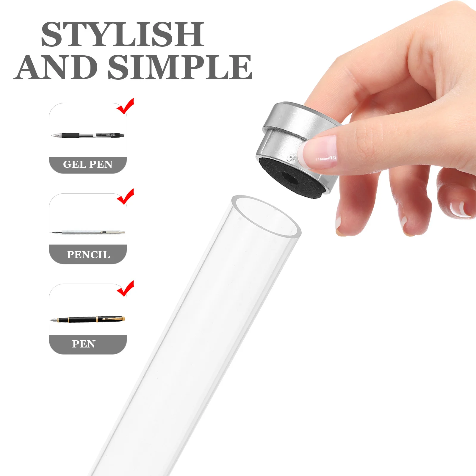 6Pcs Transparent Cylinder Pen Holder Ballpoint Pen Case Storage Organizer for Office School Business Supplies Pencil Boxes