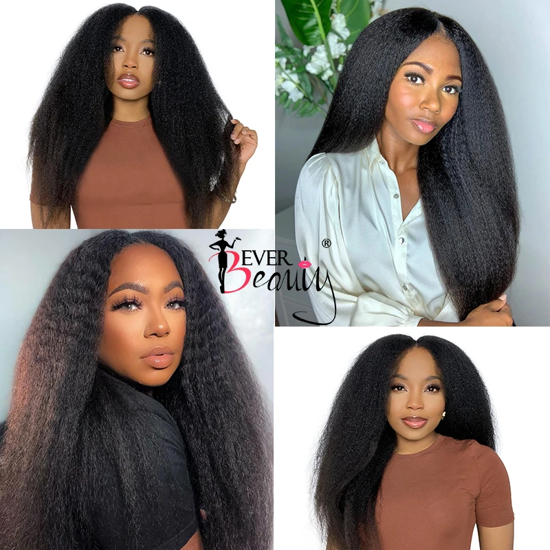 Ever Beauty-Extensions de Cheveux Humains Crépus Lisses à Clips pour Femme Noire, Tête Complète Brésilienne, Remy, 120g, 7 Pièces/Ensemble