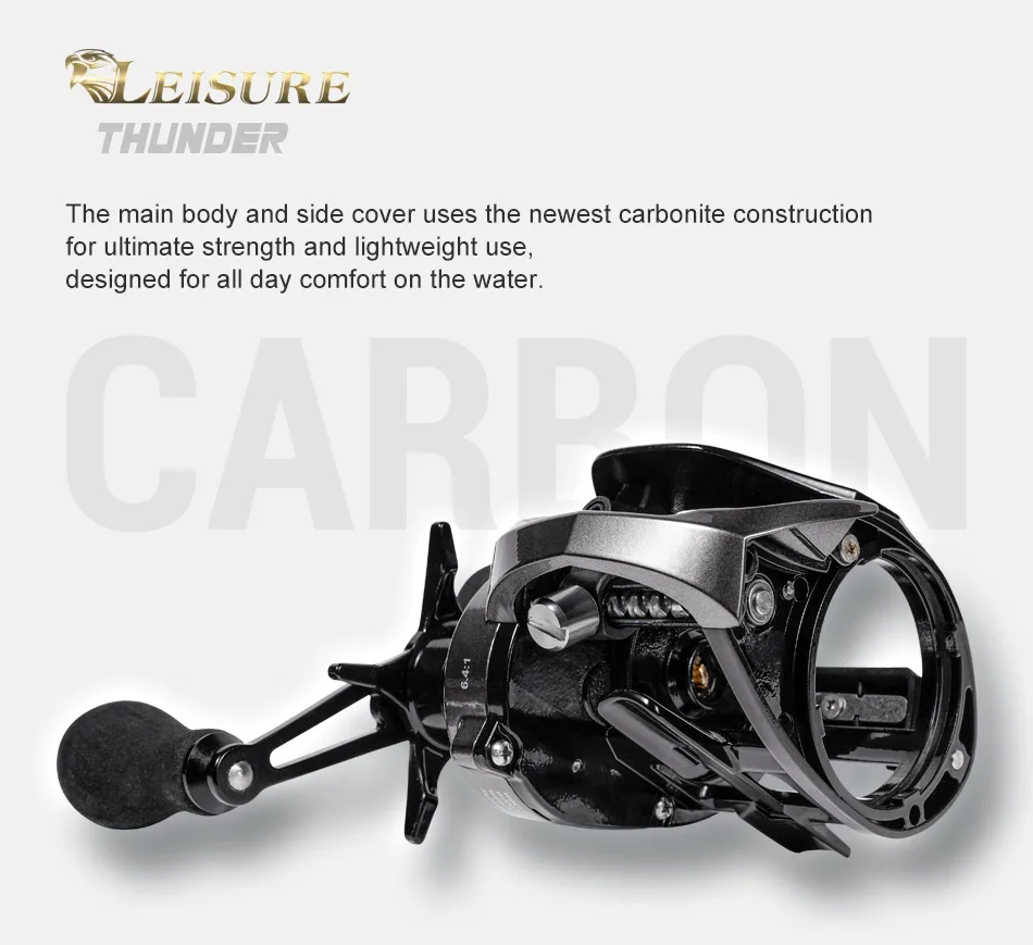 Noeby Baitcasting-Rolle mit 6,4:1 Übersetzung, 15KG Max Bremskraft, Magnetbremssystem, 8+1 Kugellager, Low-Profile-Rolle für Raubfischangeln – Detail 4
