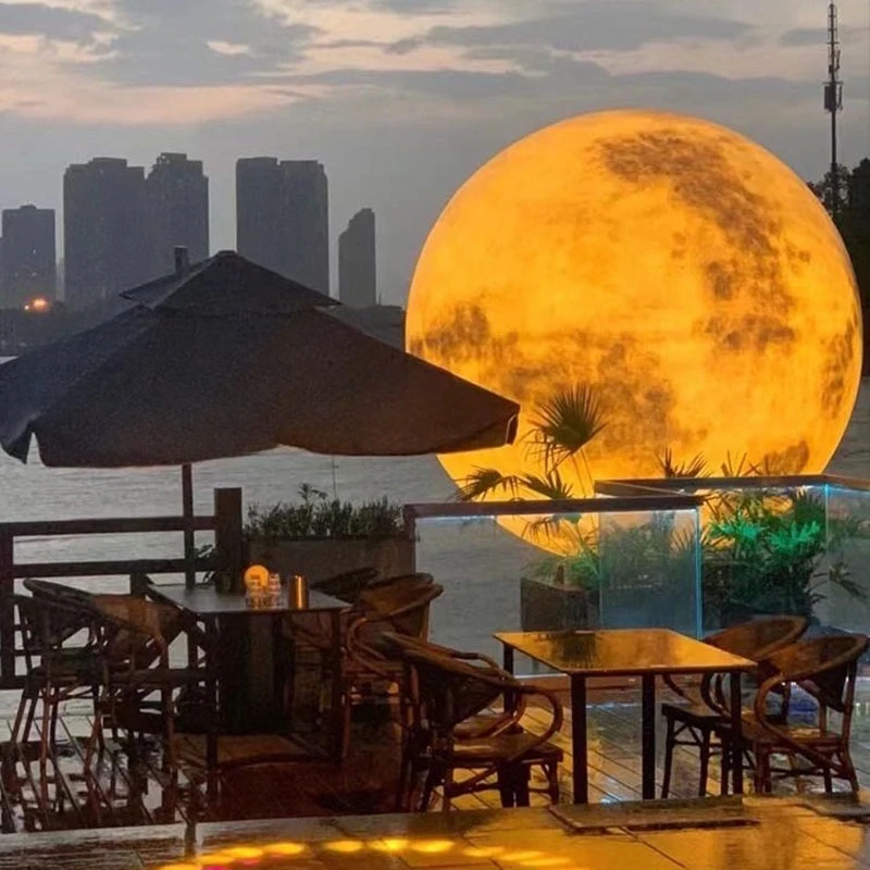 3D modeling large moon lamp bar restaurant planet floor lamp outdoor waterproof scenic lawn decoration moon - Image 3