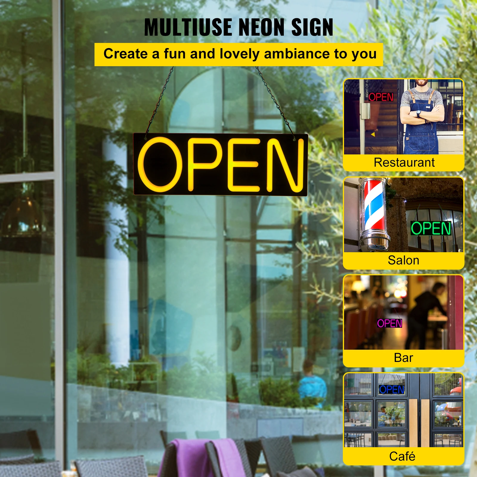 VEVOR Neon Open Sign Lights decorazione regolabile illuminazione illuminata segnaletica LED Neon Night Lamp Wall Party Decor cartellone pubblicitario