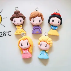 10Pcs Lovely Cartoon Princess Girl Pendants Resin Charms DIY Bracelet Earrings Trendy Jewelery Ornament Keychain Bag Accessories