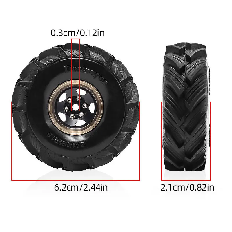 

1/18 RC Crawler Brass Wheels - 1.0 Inch Durable Rubber Tires Fit TRX4M SCX24 FMS Ascent-18