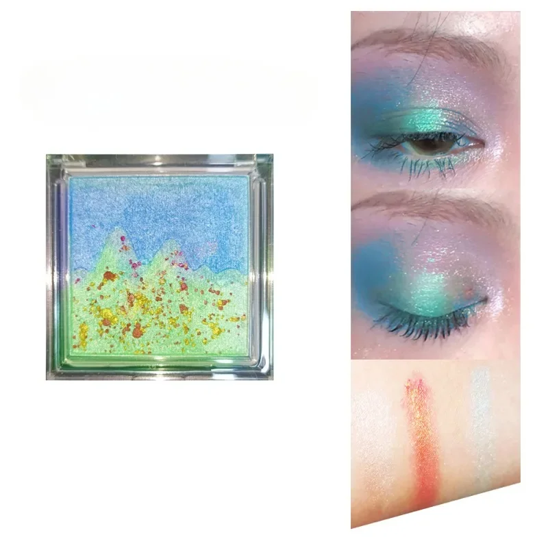 Paleta de colores de paisaje, sombra de ojos brillante, textura de polvo fino, maquillaje de escenario, placa de sombra de ojos, Cosméticos mate, resaltador brillante