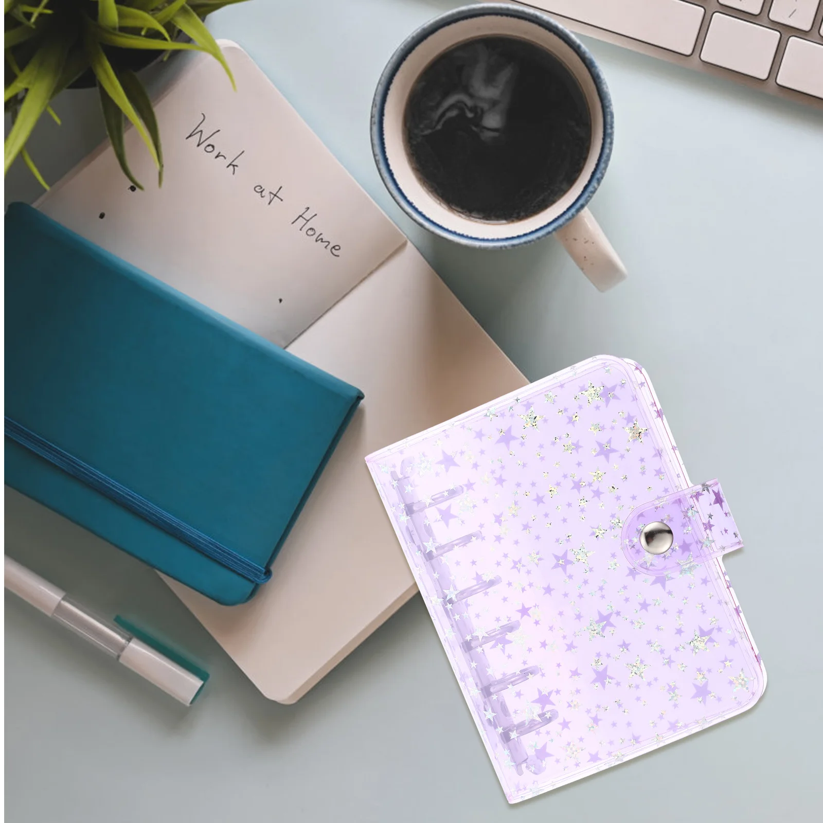 A7 واضح الموثق فضفاضة ورقة غطاء للكمبيوتر الدفتري 6 حلقة مجلة بريق الموثق للطلاب المعلمين سجل القصاصات الغطاء الواقي