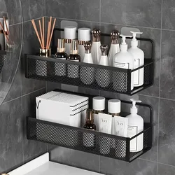 Bathroom Shelf Wall-mount Shower Shampoo Rack Toilet Accessories Kitchen Free Punch Condiment Storage Basket Bathroom Organizer