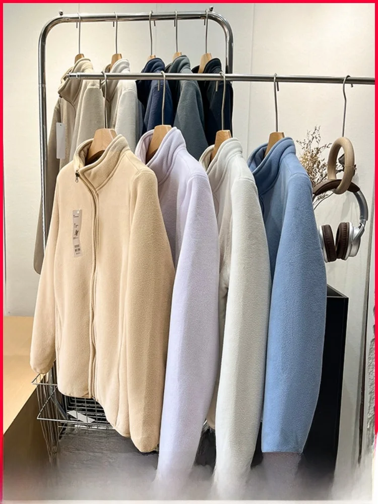 

ex Fce Lined Stand Collar Jaet Outdoor Autumn Winter Sports Faion Versatile Couple Sle Warm Polyester Fiber Coat