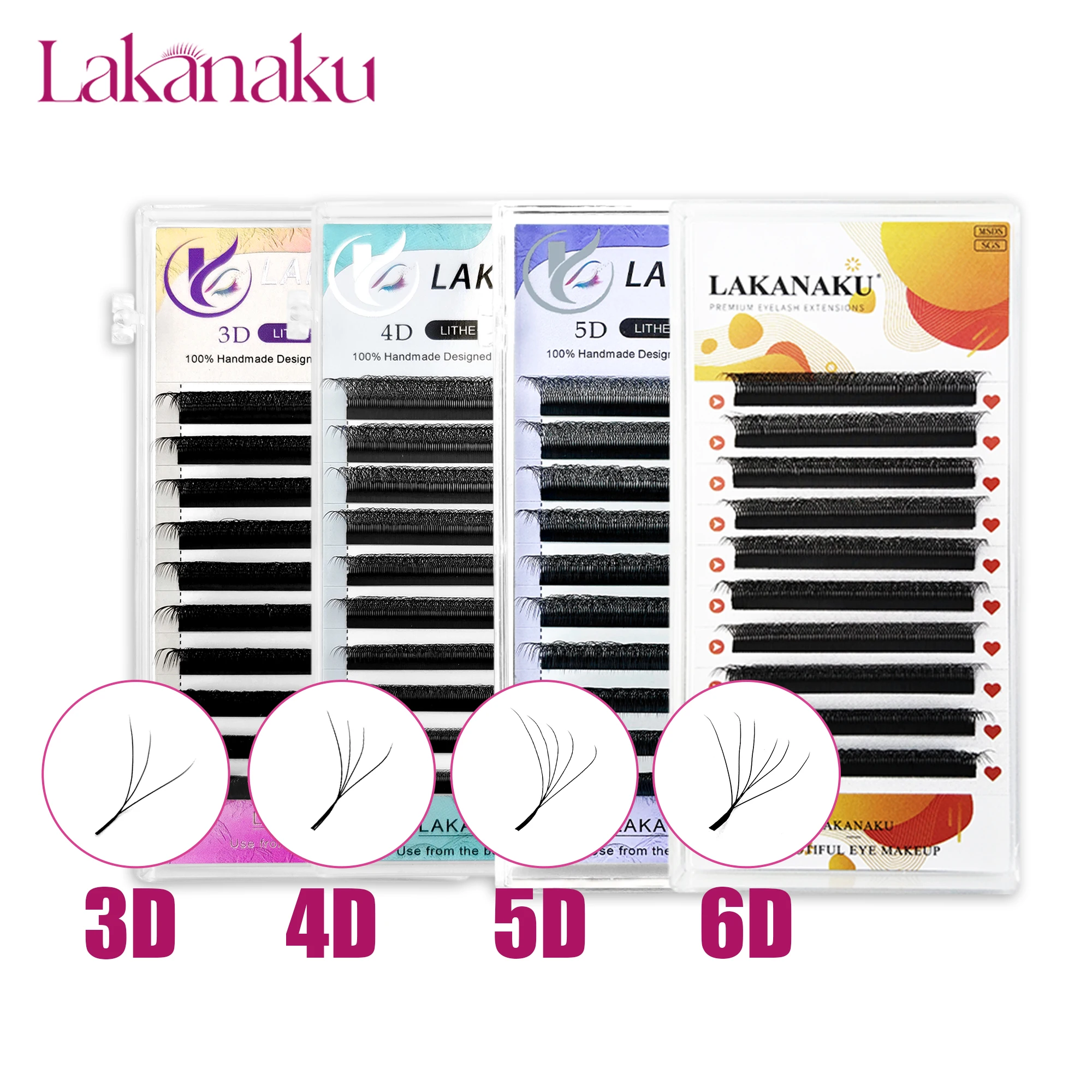 LAKANAKU Cilios YY 3D 4D 5D 6D 7D 8D W Clover 5d Lash Extensions Ciglia Volume Brasileiro Y شكل الرموش