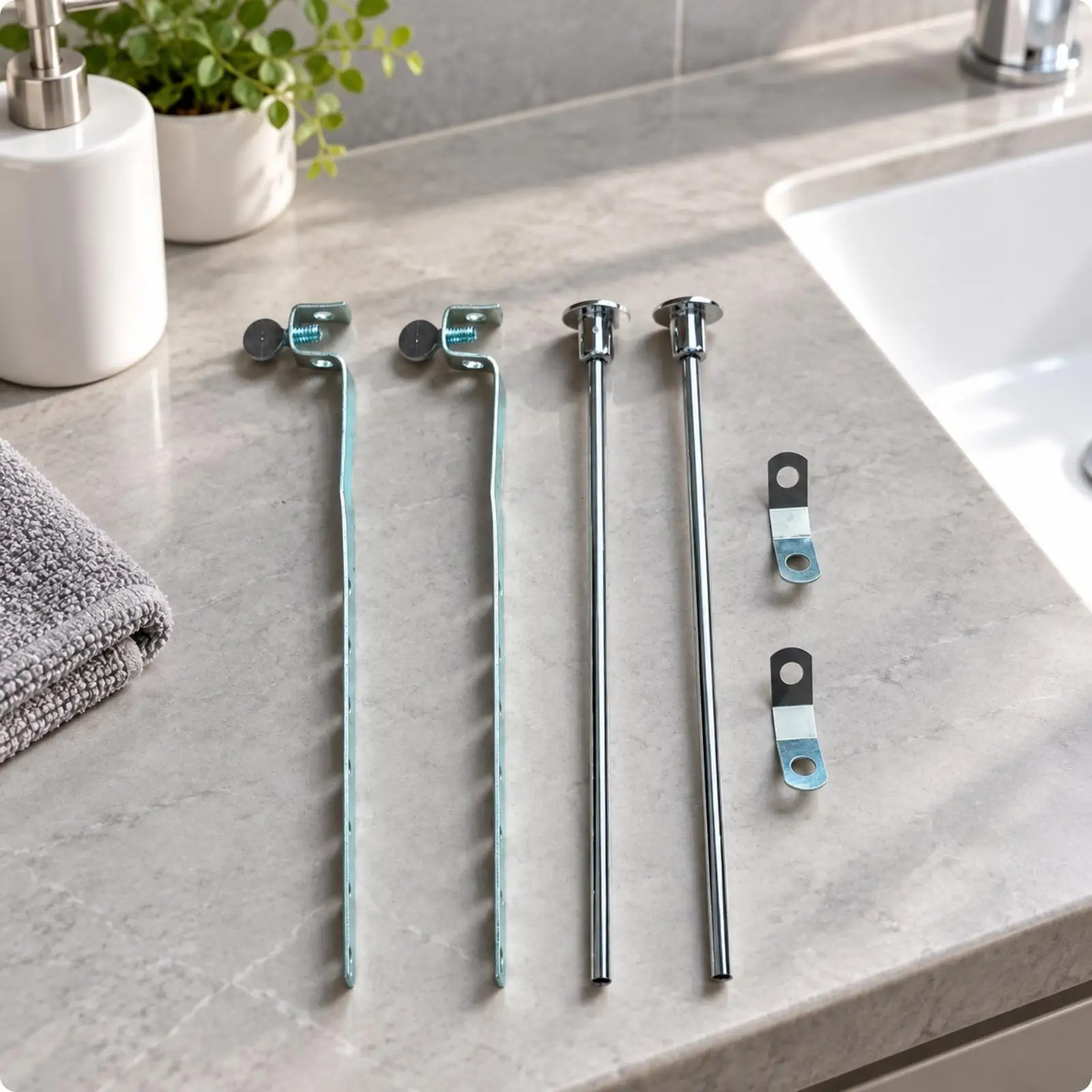 Chrome Finish Sink Stopper Pull Rod Kit for Bathroom Basin Drain Adjustable Linkage Strap