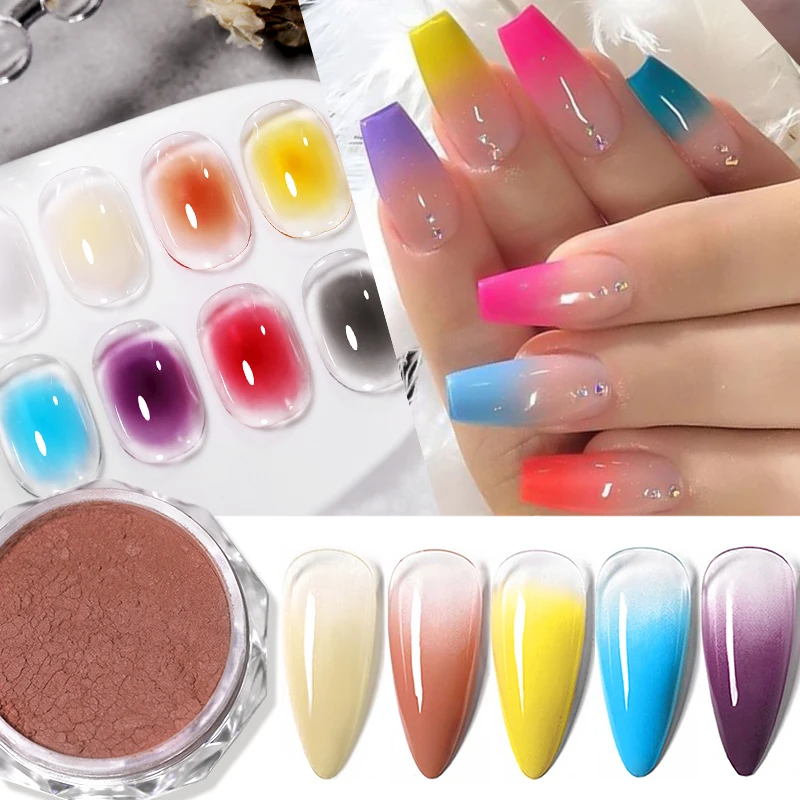 1 Box White Pink Gradient Powder Pigment Fluorescent Nail Glitter Chrome Magical Mirror Rubbing Neon Dust UV Gel Polish Manicure