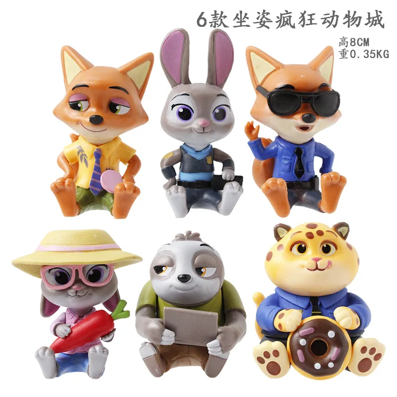 6 قطعة Zootopia الحيوان يجلس تشكل الشكل صندوق أعمى لعبة مخلب آلة Gashapon تحصيل دمية نموذج تمثال حلية