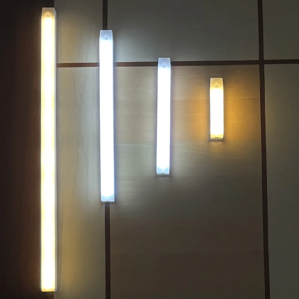 مستشعر حركة LED ضوء ليلي USB قابل لإعادة الشحن أباجورة خزانة محمولة لاسلكية مصباح أنبوبي لدرج خزانة المطبخ