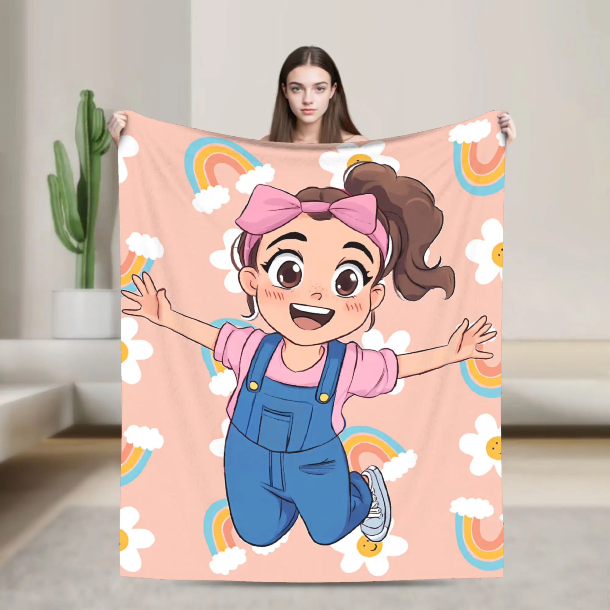 بطانية ملكة جمال راشيل عالية الجودة دافئة وناعمة رمي بطانية ربيعية للأطفال في غرفة المعيشة مفرش سرير أنيق