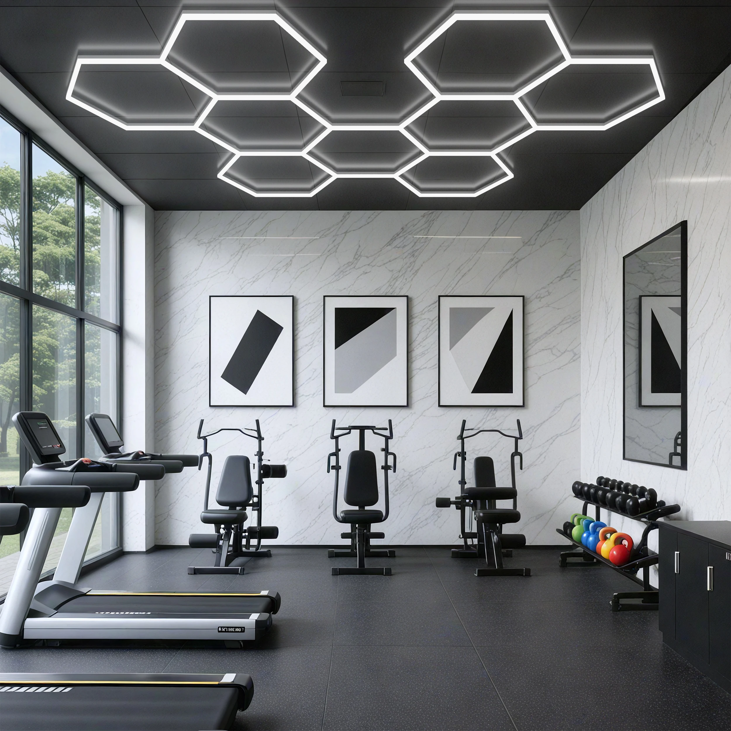 273W Ceiling Light Honeycomb Lights for Gym Garage Beauty Shop Office LED Working Light