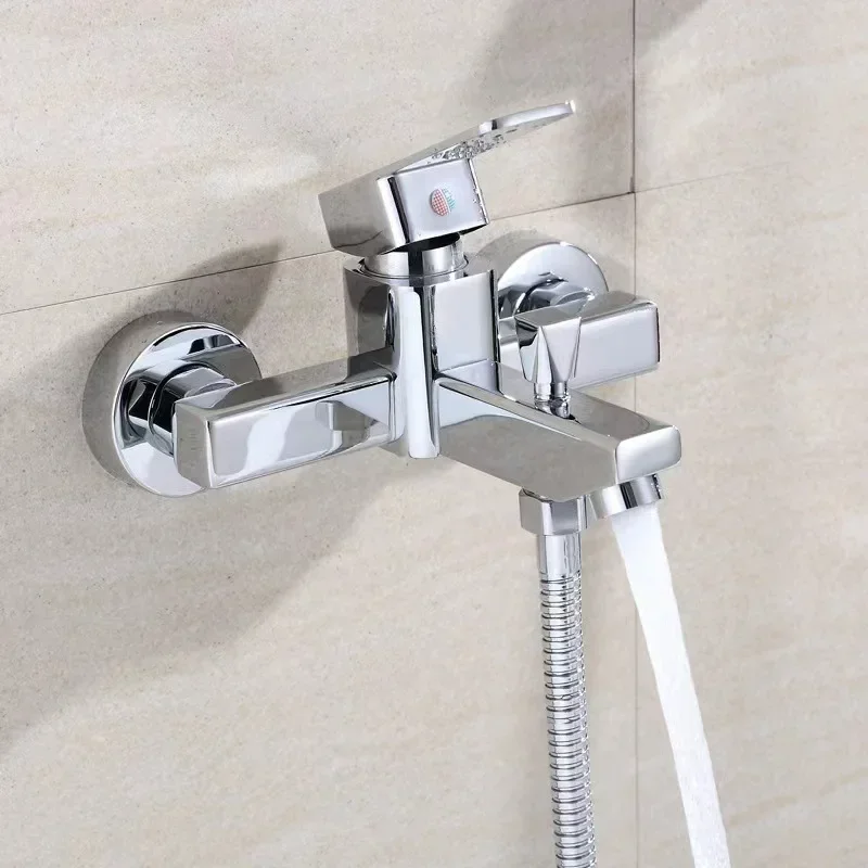 

Triple faucet into the wall cold and hot hidden bathtub faucet bathroom mixing valve square shower faucet